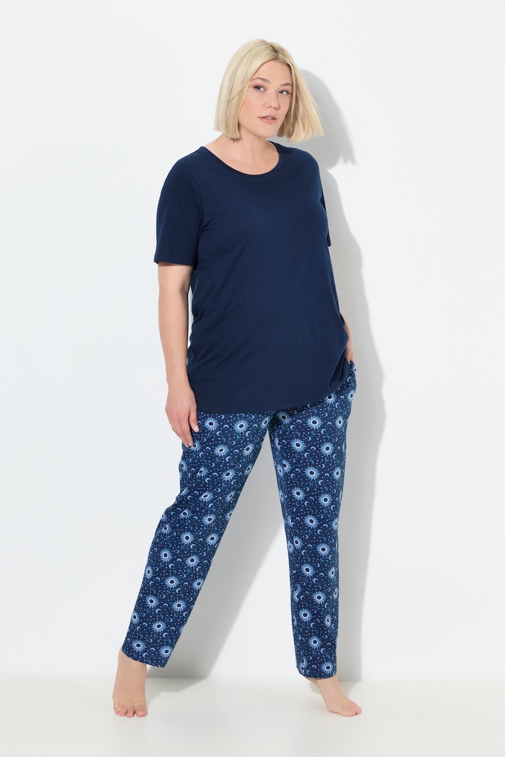 Große Größen Pyjama, Damen, blau, Größe: 50/52, Baumwolle, Ulla Popken von Ulla Popken