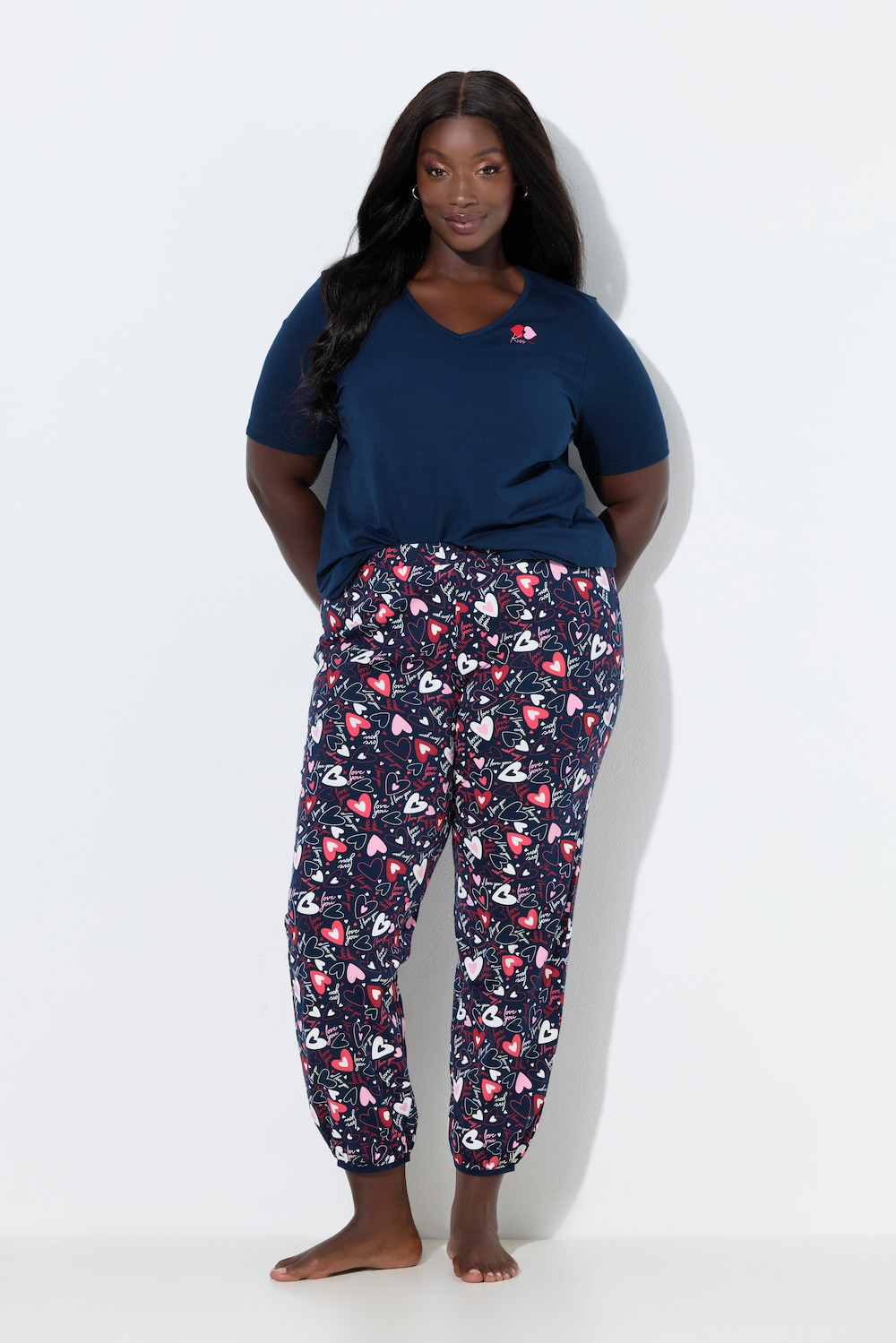 Große Größen Pyjama, Damen, blau, Größe: 50/52, Baumwolle, Ulla Popken von Ulla Popken