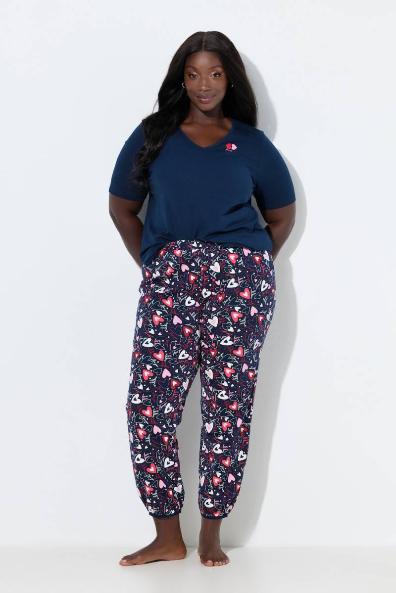 Große Größen Pyjama, Damen, blau, Größe: 50/52, Baumwolle, Ulla Popken von Ulla Popken