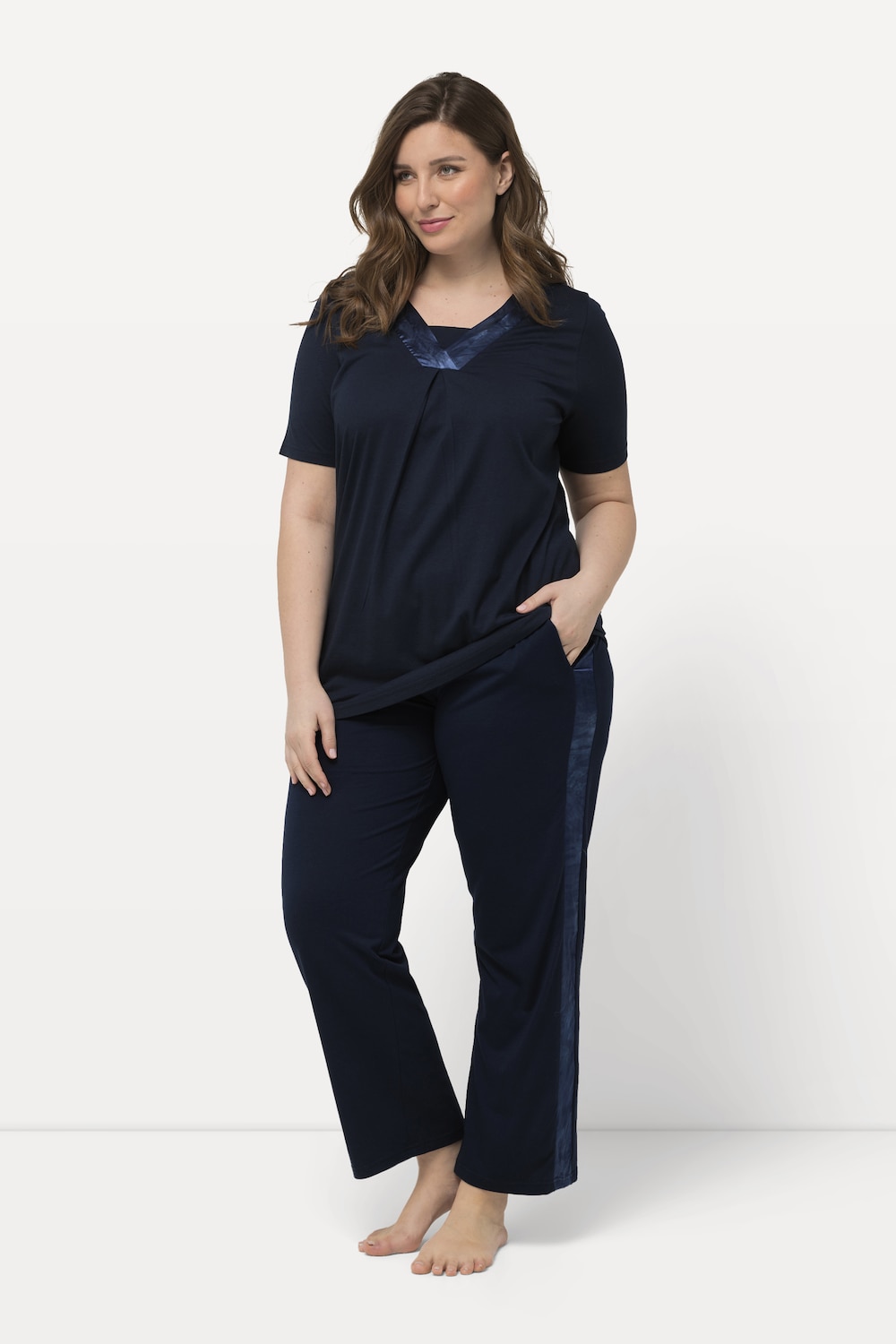 Große Größen Pyjama, Damen, blau, Größe: 50/52, Baumwolle/Synthetische Fasern, Ulla Popken von Ulla Popken