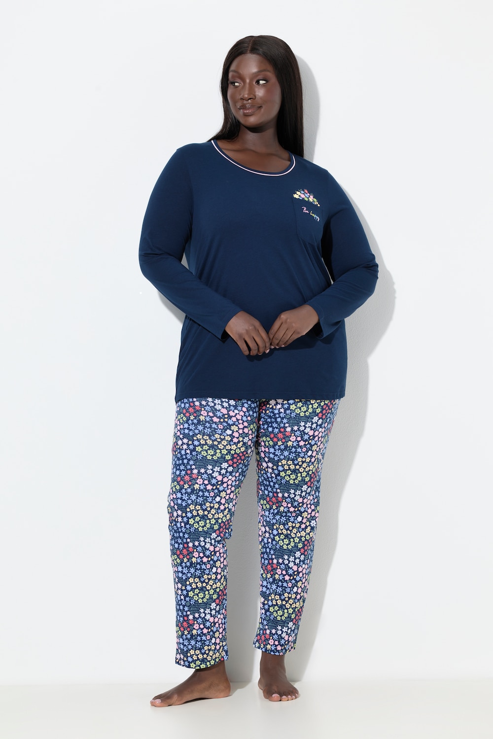 Große Größen Pyjama, Damen, blau, Größe: 58/60, Baumwolle, Ulla Popken von Ulla Popken