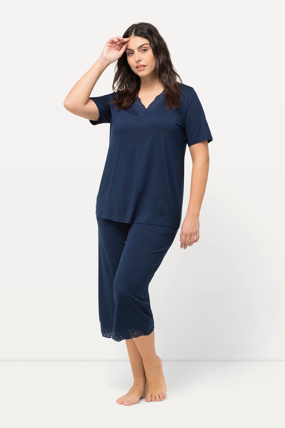 Große Größen Pyjama, Damen, blau, Größe: 62/64, Baumwolle/Synthetische Fasern, Ulla Popken von Ulla Popken