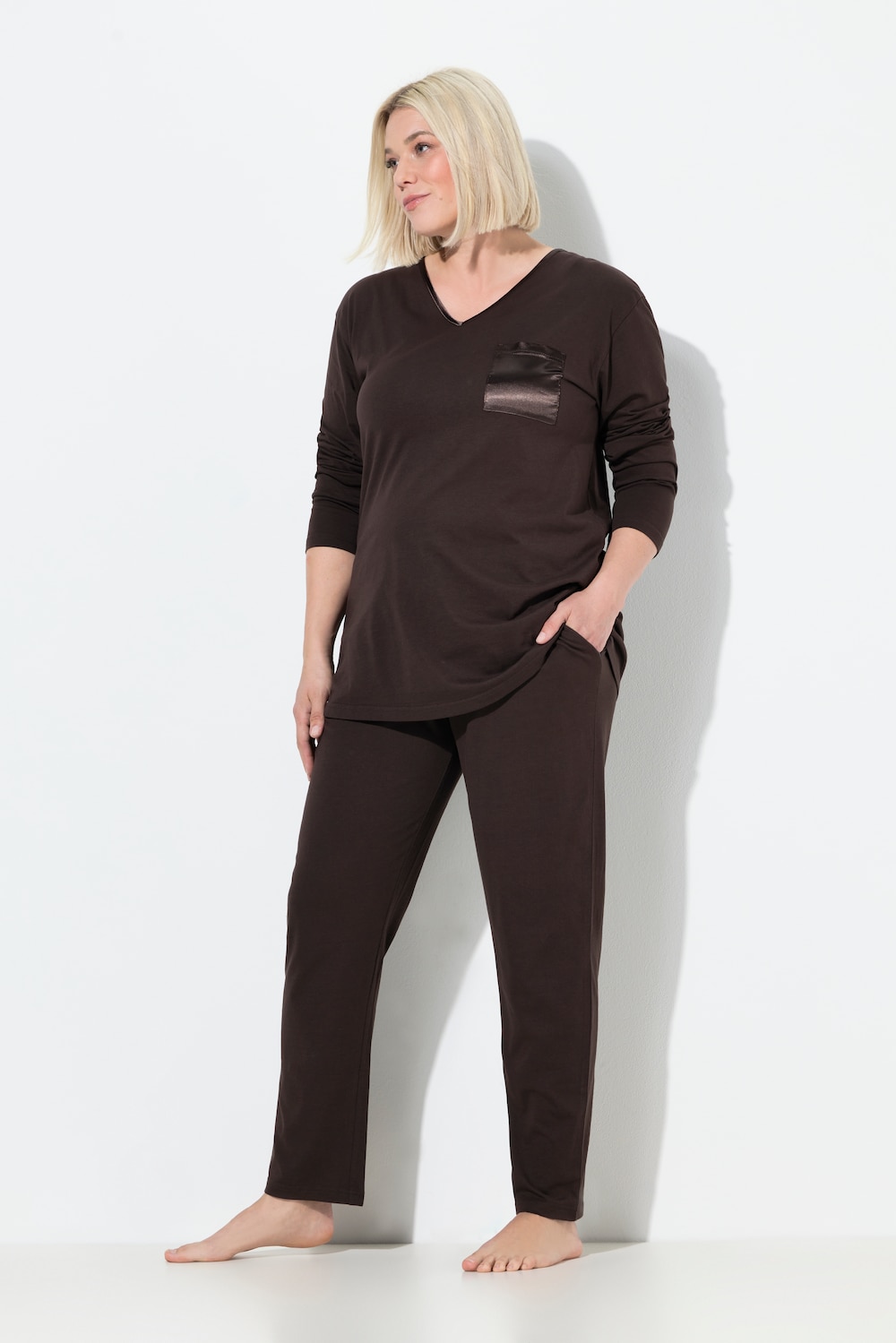 Große Größen Pyjama, Damen, braun, Größe: 42/44, Baumwolle, Ulla Popken von Ulla Popken