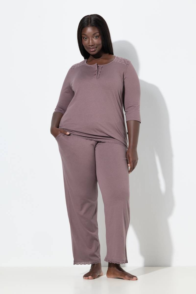 Große Größen Pyjama, Damen, braun, Größe: 50/52, Baumwolle, Ulla Popken von Ulla Popken