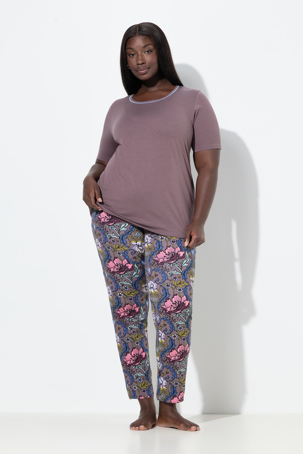 Große Größen Pyjama, Damen, braun, Größe: 54/56, Baumwolle, Ulla Popken von Ulla Popken