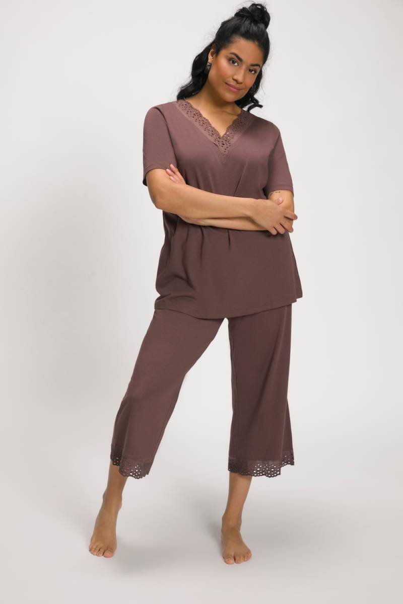 Große Größen Pyjama, Damen, braun, Größe: 58/60, Baumwolle/Synthetische Fasern, Ulla Popken von Ulla Popken
