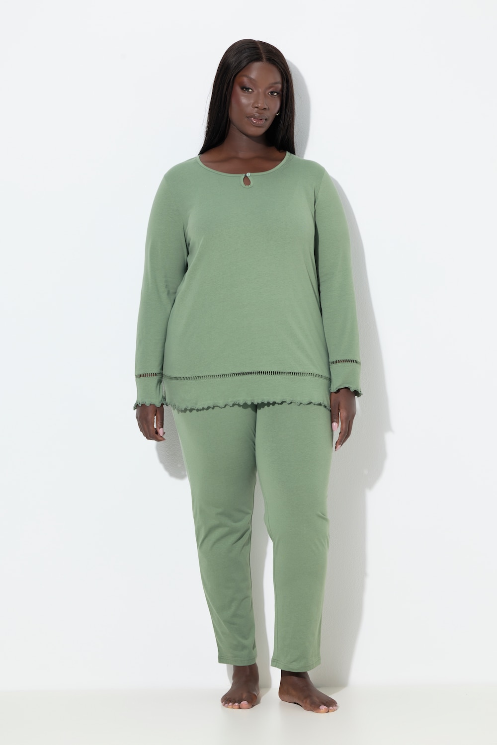 Große Größen Pyjama, Damen, grau, Größe: 50/52, Baumwolle, Ulla Popken von Ulla Popken