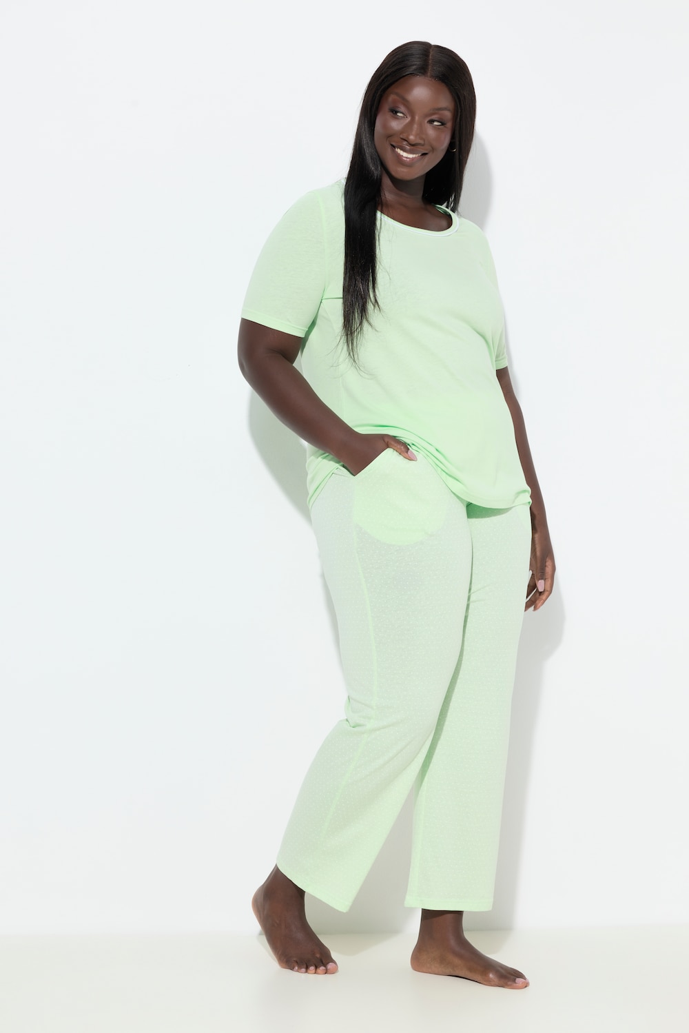 Große Größen Pyjama, Damen, grün, Größe: 62/64, Baumwolle, Ulla Popken von Ulla Popken