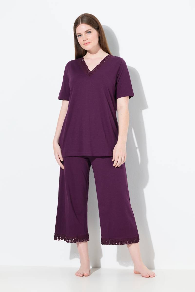 Große Größen Pyjama, Damen, lila, Größe: 58/60, Baumwolle/Synthetische Fasern, Ulla Popken von Ulla Popken
