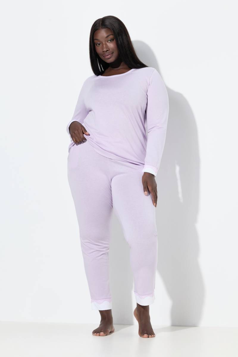Große Größen Pyjama, Damen, lila, Größe: 66/68, Baumwolle/Synthetische Fasern, Ulla Popken von Ulla Popken