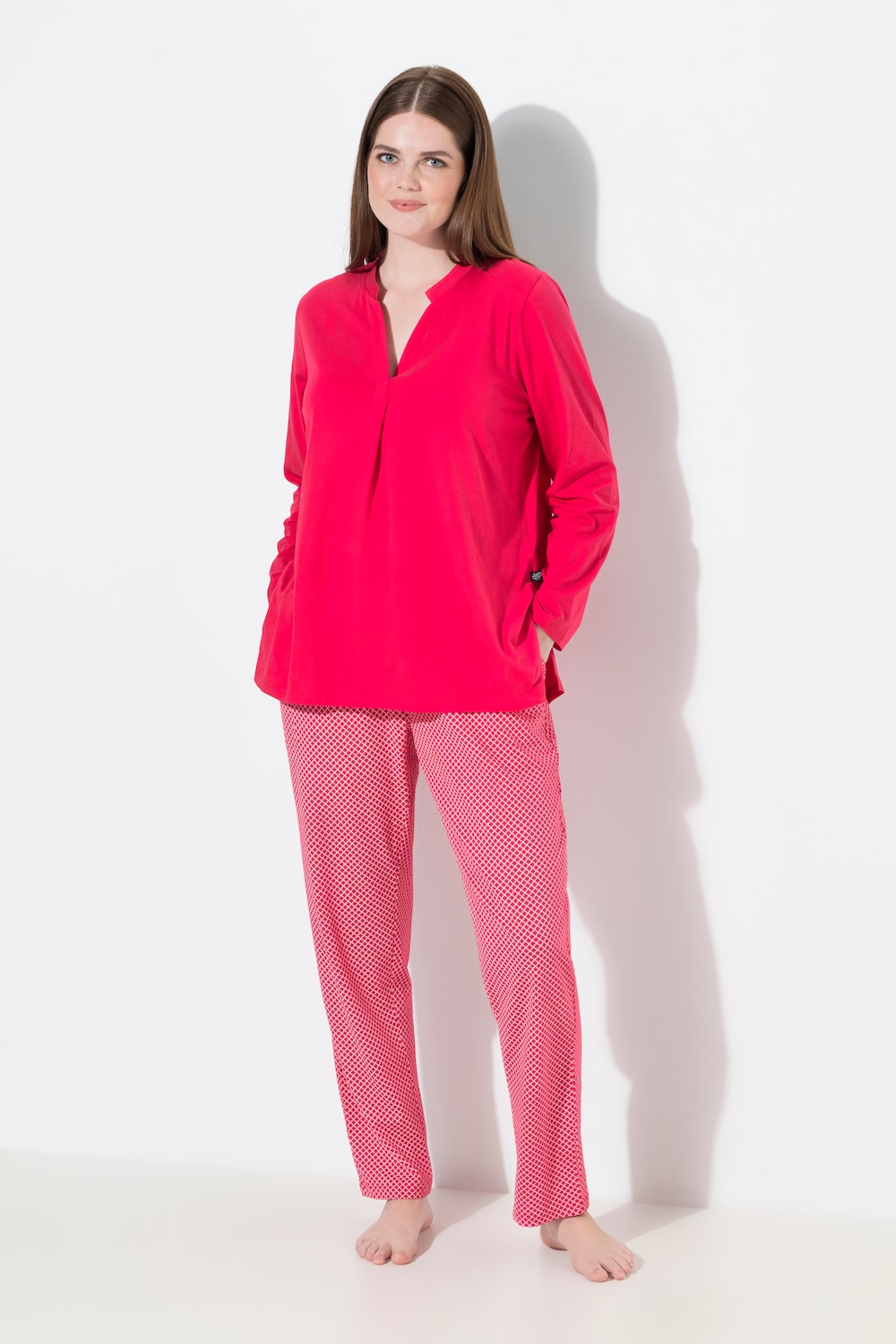 Große Größen Pyjama, Damen, rot, Größe: 46/48, Baumwolle, Ulla Popken von Ulla Popken