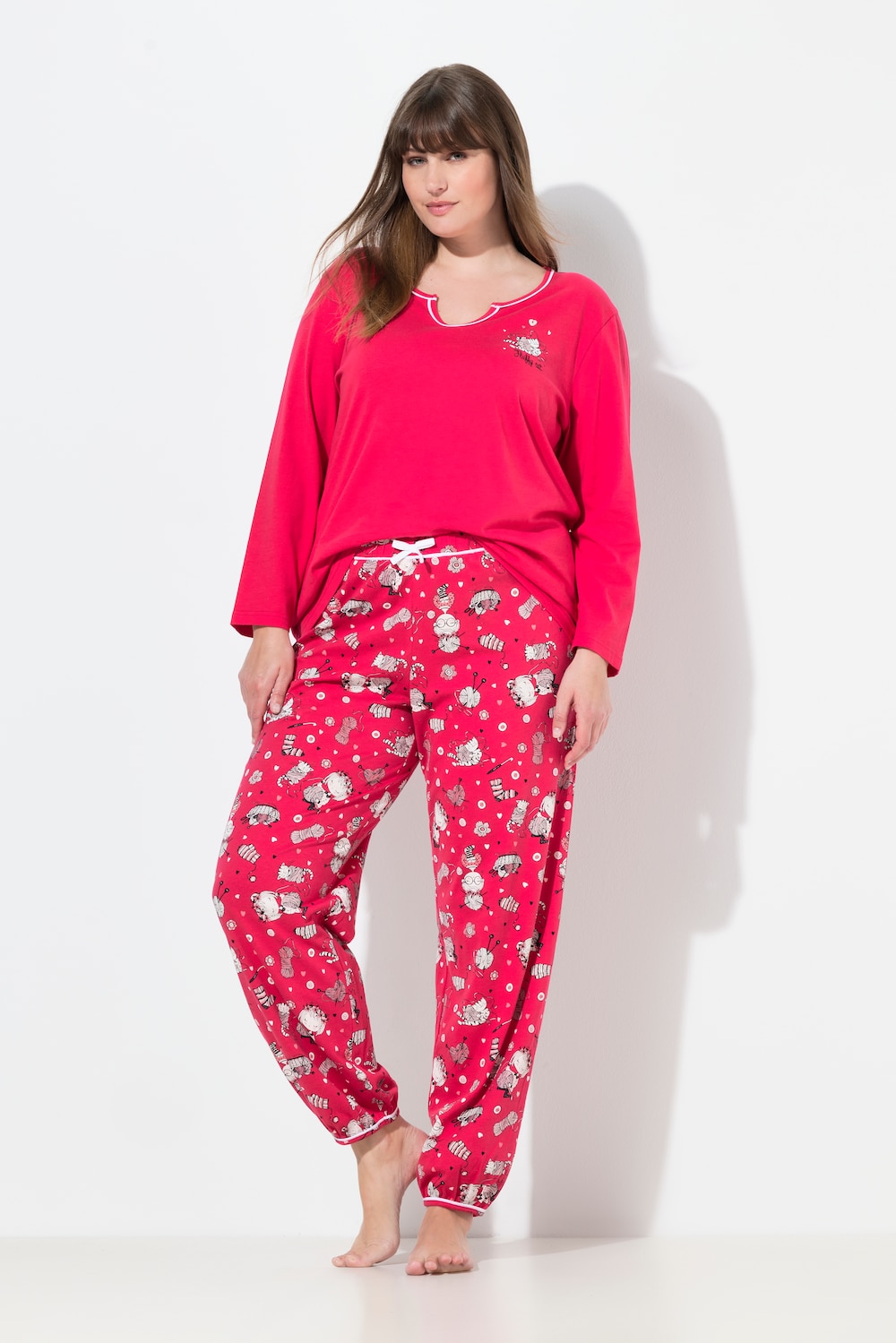Große Größen Pyjama, Damen, rot, Größe: 58/60, Baumwolle, Ulla Popken von Ulla Popken