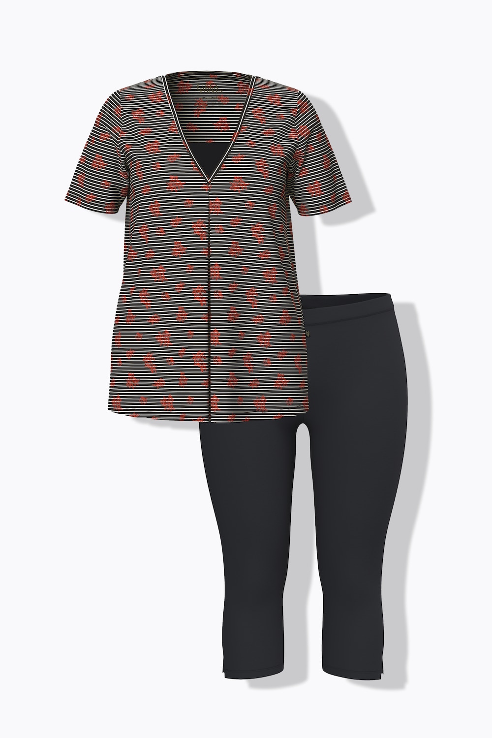 Große Größen Pyjama, Damen, schwarz, Größe: 46/48, Baumwolle, Ulla Popken von Ulla Popken