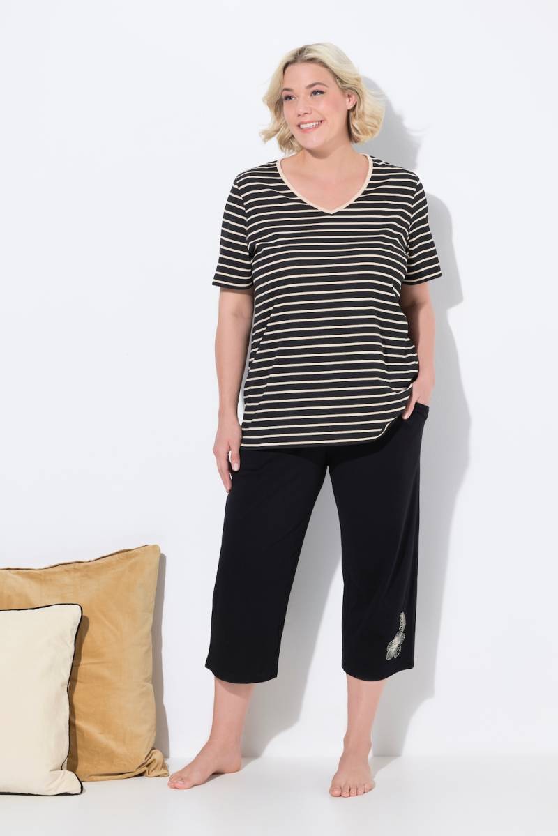 Große Größen Pyjama, Damen, schwarz, Größe: 50/52, Baumwolle, Ulla Popken von Ulla Popken