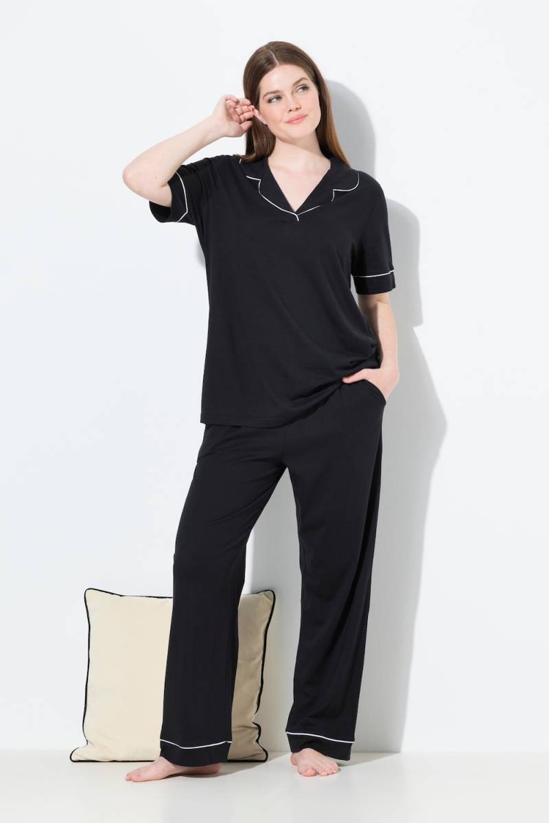 Große Größen Pyjama, Damen, schwarz, Größe: 54/56, Baumwolle/Synthetische Fasern, Ulla Popken von Ulla Popken