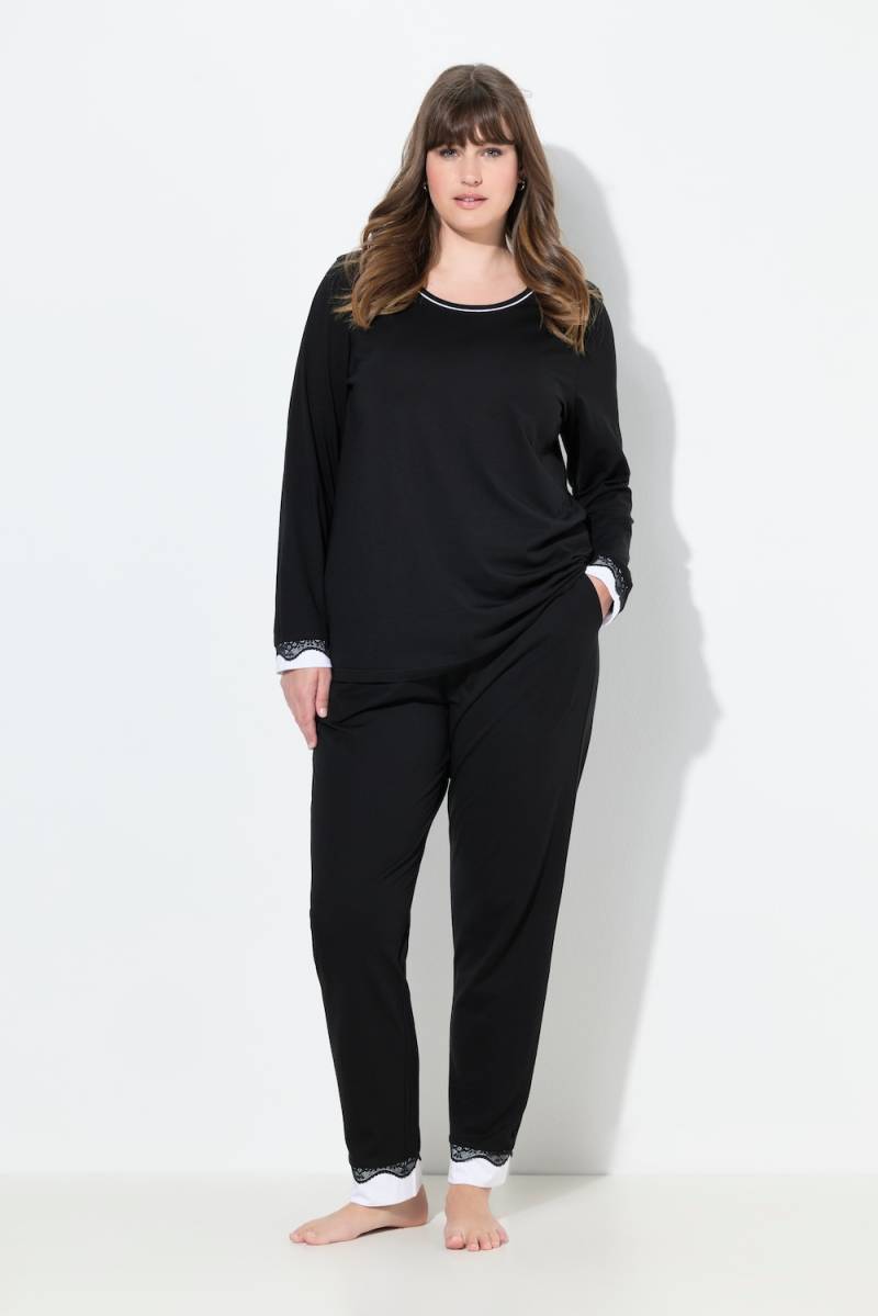 Große Größen Pyjama, Damen, schwarz, Größe: 54/56, Baumwolle/Synthetische Fasern, Ulla Popken von Ulla Popken