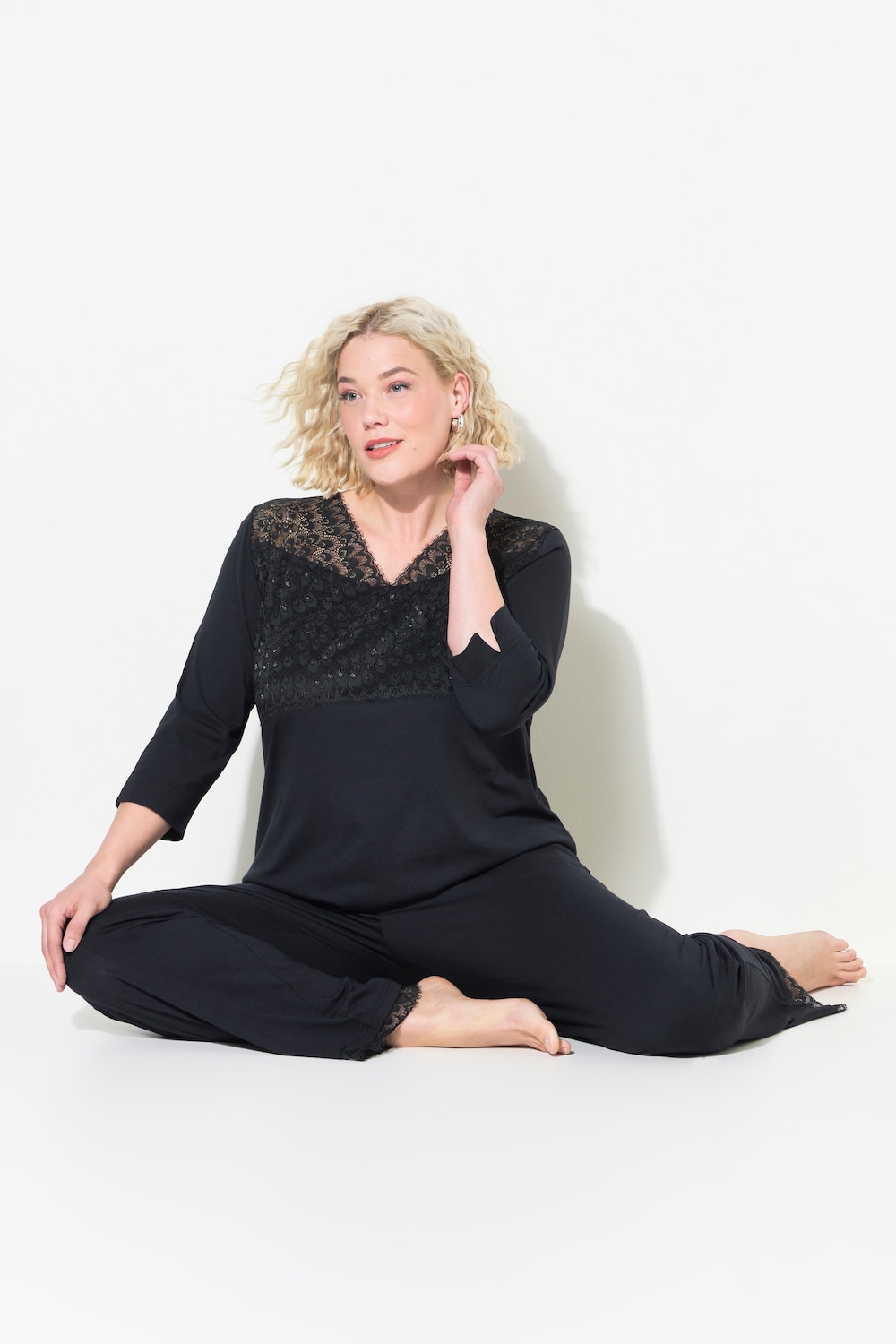 Große Größen Pyjama, Damen, schwarz, Größe: 58/60, Baumwolle, Ulla Popken Große Größen Pyjama, Damen, schwarz, Größe: 58/60, Baumwolle, Ulla Popken von Ulla Popken