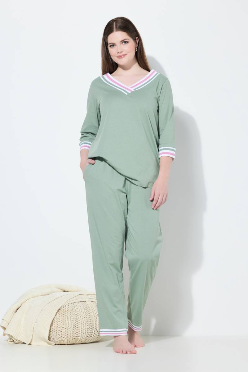 Große Größen Pyjama, Damen, türkis, Größe: 46/48, Baumwolle, Ulla Popken von Ulla Popken