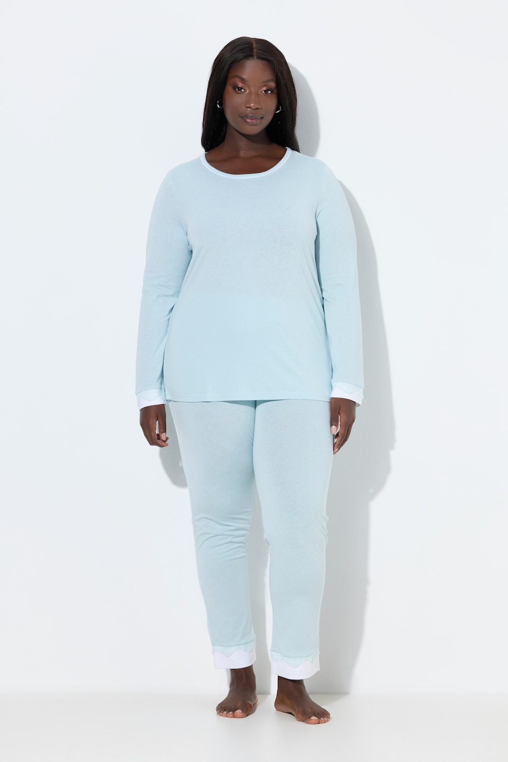 Große Größen Pyjama, Damen, türkis, Größe: 46/48, Baumwolle/Synthetische Fasern, Ulla Popken von Ulla Popken