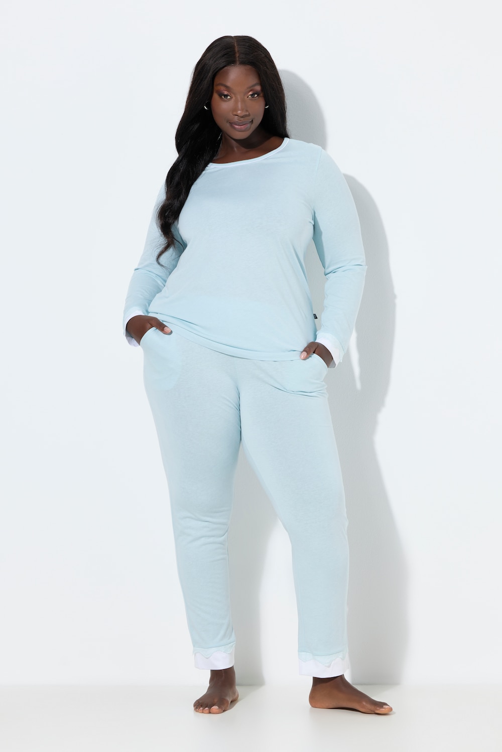 Große Größen Pyjama, Damen, türkis, Größe: 46/48, Baumwolle/Synthetische Fasern, Ulla Popken von Ulla Popken