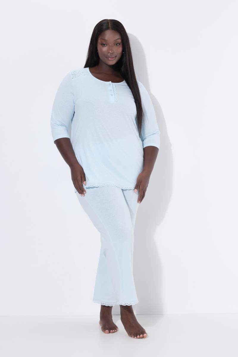 Große Größen Pyjama, Damen, türkis, Größe: 50/52, Baumwolle, Ulla Popken von Ulla Popken