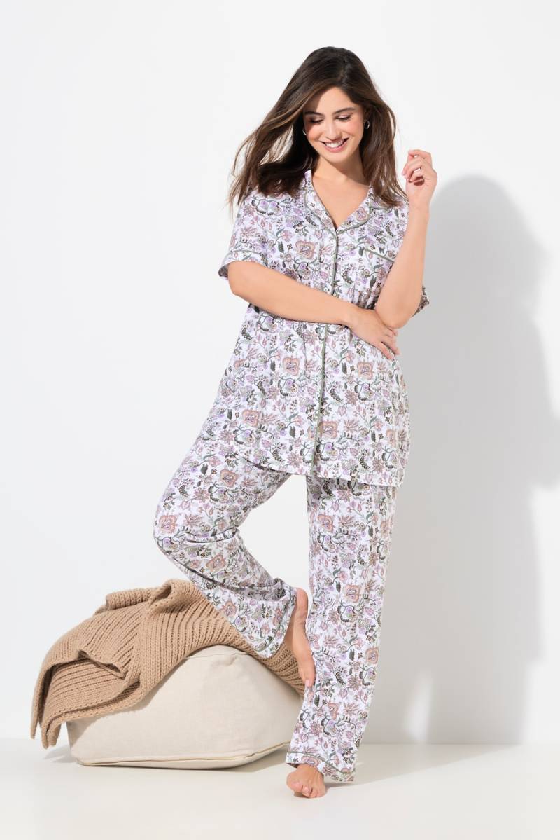 Große Größen Pyjama, Damen, weiß, Größe: 54/56, Baumwolle/Synthetische Fasern, Ulla Popken von Ulla Popken