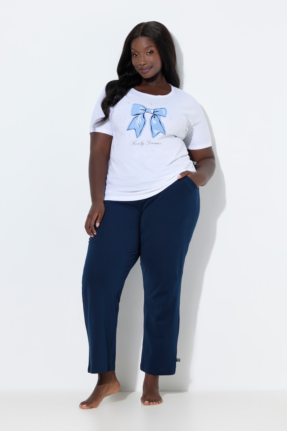 Große Größen Pyjamahose, Damen, blau, Größe: 66/68, Baumwolle, Ulla Popken von Ulla Popken