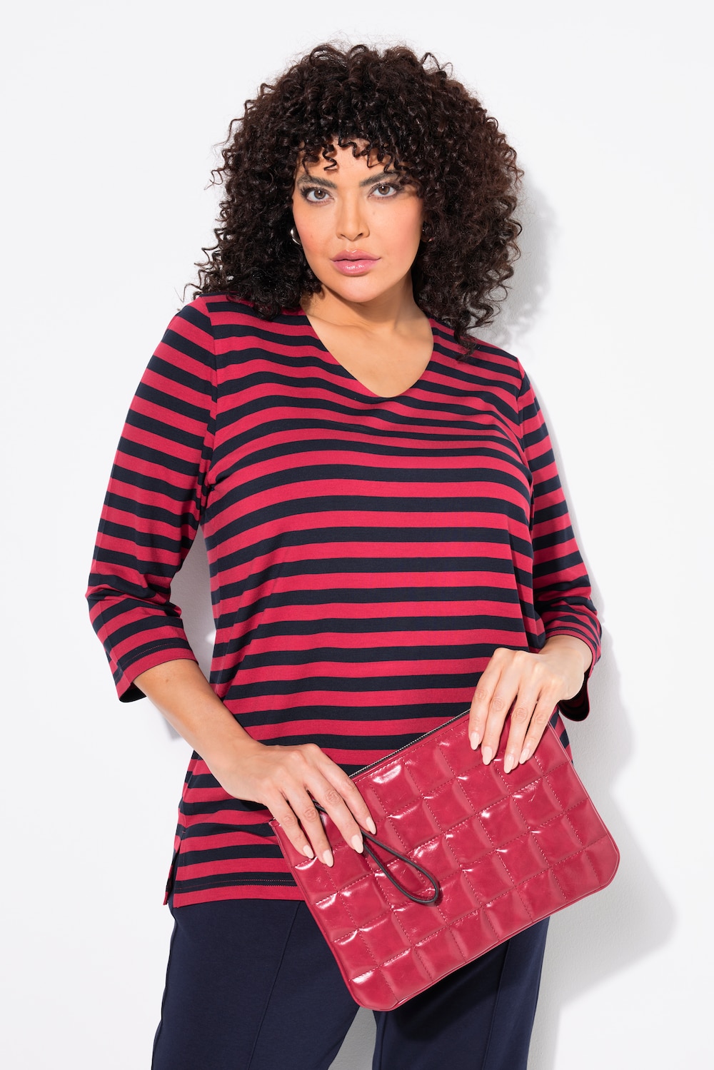 Große Größen Ringelshirt, Damen, rot, Größe: 54/56, Viskose, Ulla Popken von Ulla Popken