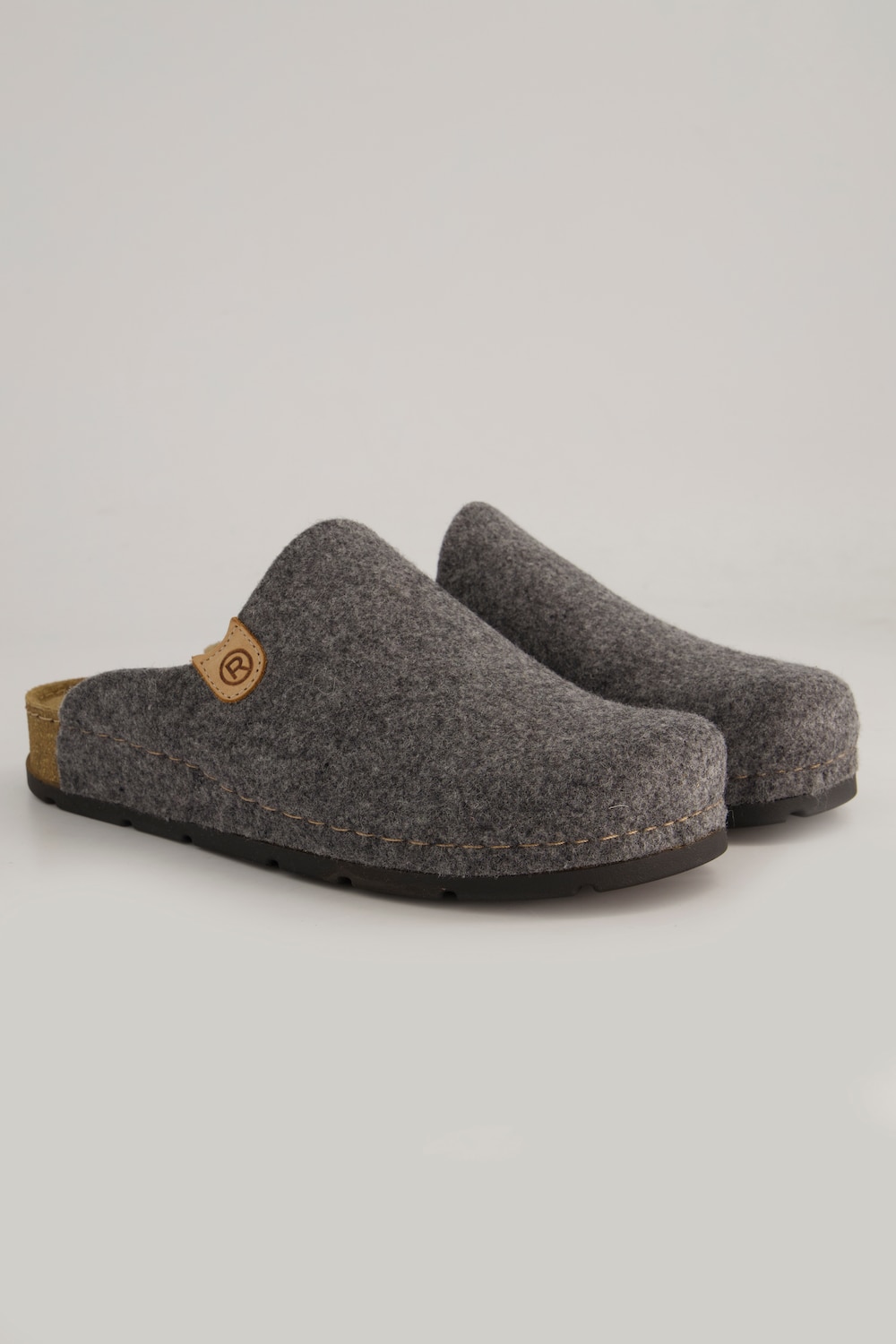 Große Größen Rohde Filz-Hausschuh, Damen, grau, Größe: 42, Polyester/Baumwolle, Ulla Popken von Ulla Popken