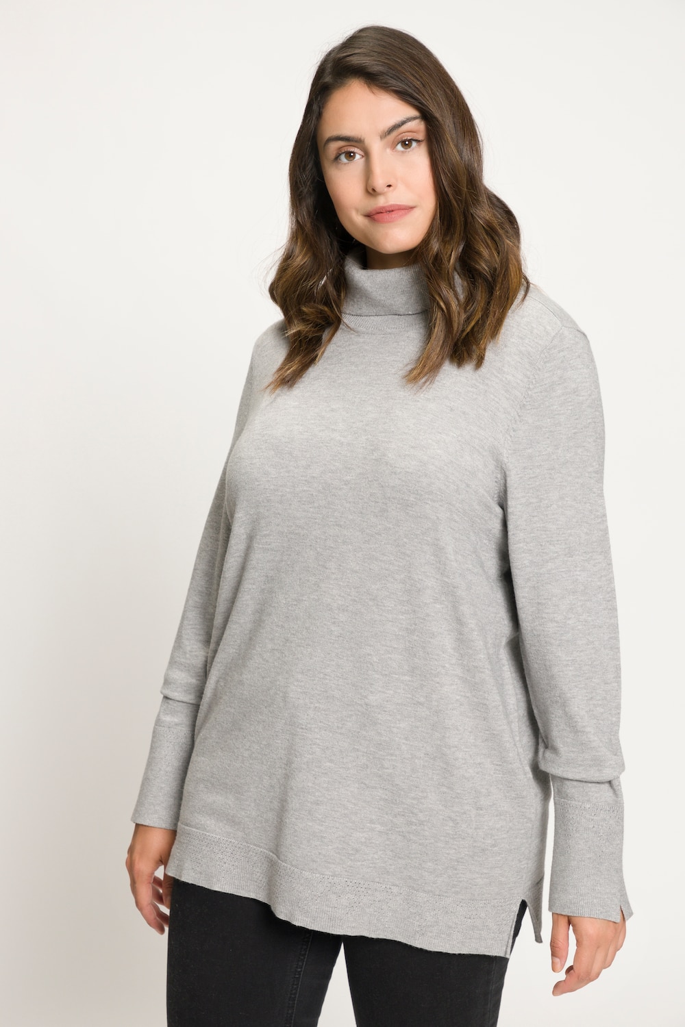 Große Größen Rollkragenpullover, Damen, grau, Größe: 50/52, Viskose/Polyester/Synthetische Fasern, Ulla Popken von Ulla Popken