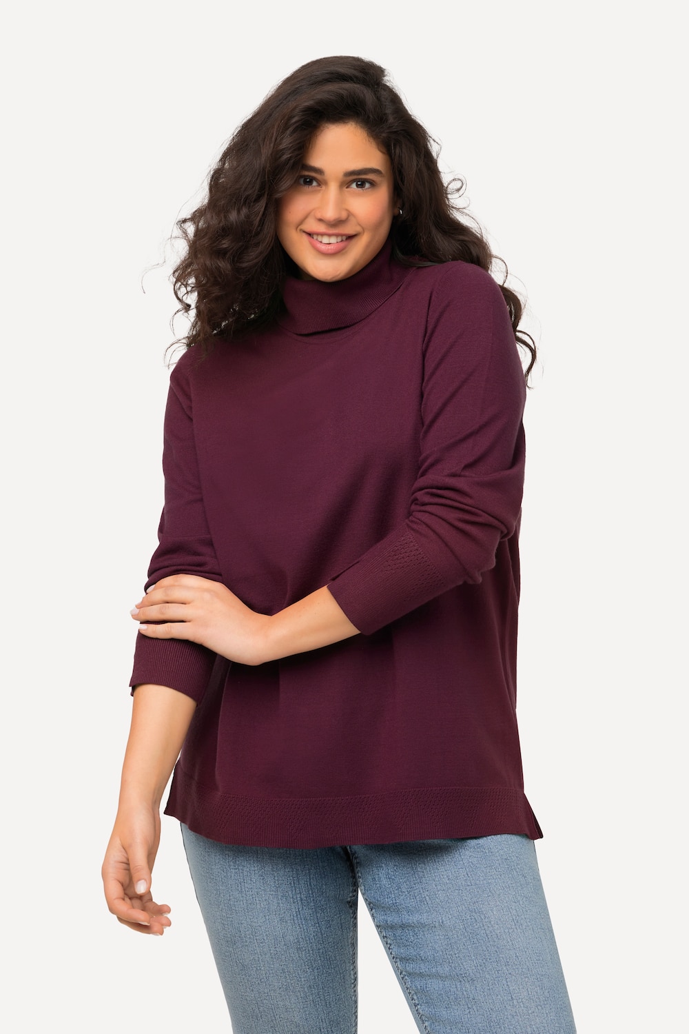 Große Größen Rollkragenpullover, Damen, lila, Größe: 42/44, Viskose/Polyester/Synthetische Fasern, Ulla Popken von Ulla Popken