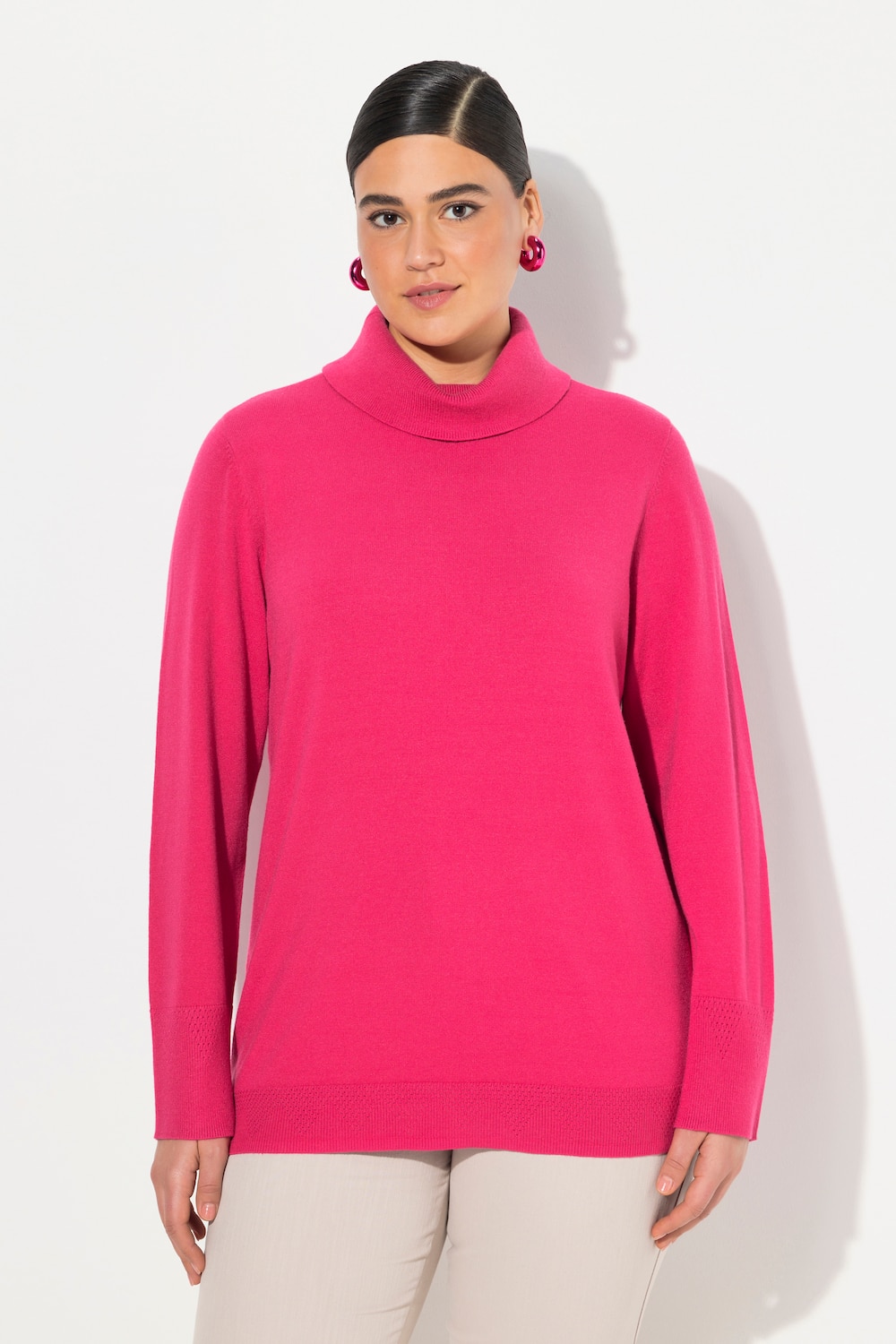 Große Größen Rollkragenpullover, Damen, rosa, Größe: 42/44, Viskose/Polyester/Synthetische Fasern, Ulla Popken von Ulla Popken