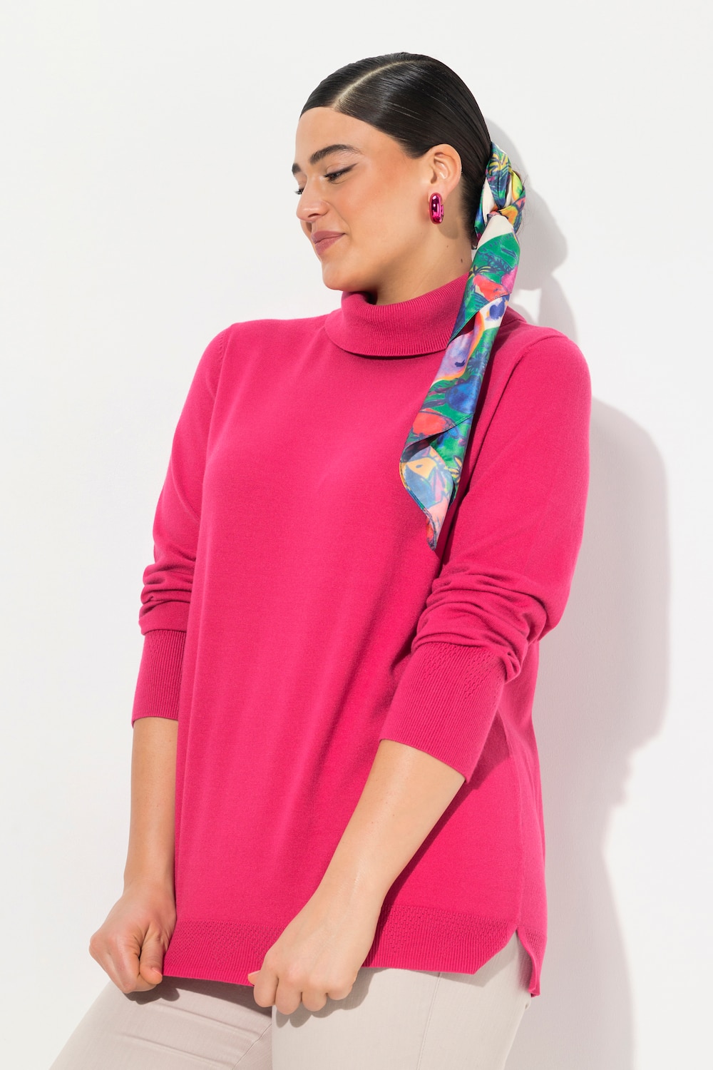 Große Größen Rollkragenpullover, Damen, rosa, Größe: 62/64, Viskose/Polyester/Synthetische Fasern, Ulla Popken von Ulla Popken