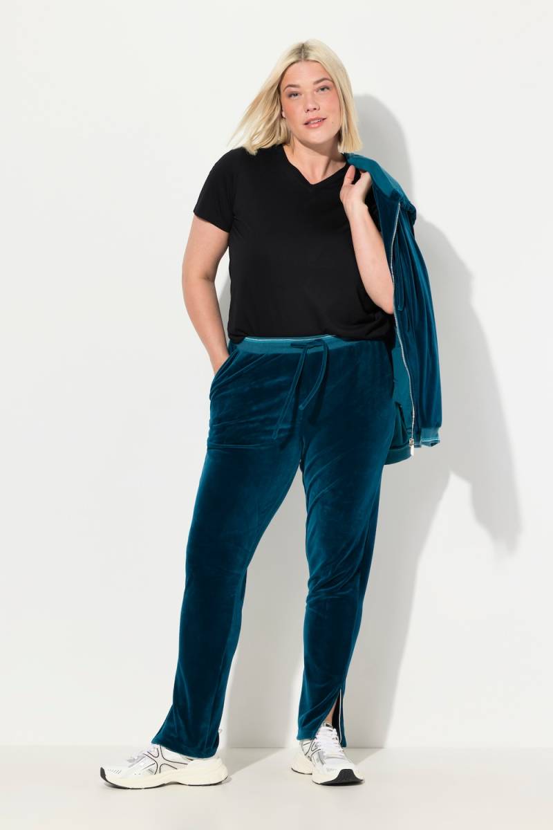 Große Größen Samt-Jogginghose, Damen, blau, Größe: 54/56, Polyester, Ulla Popken Große Größen Samt-Jogginghose, Damen, blau, Größe: 54/56, Polyester, Ulla Popken von Ulla Popken
