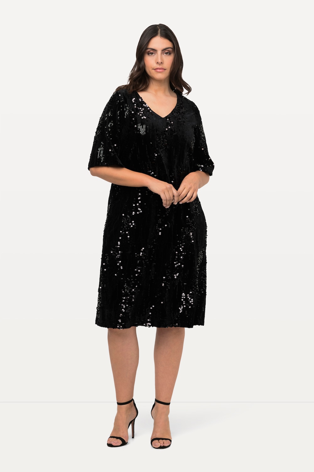 Große Größen Samtkleid, Damen, schwarz, Größe: 54/56, Polyester, Ulla Popken von Ulla Popken