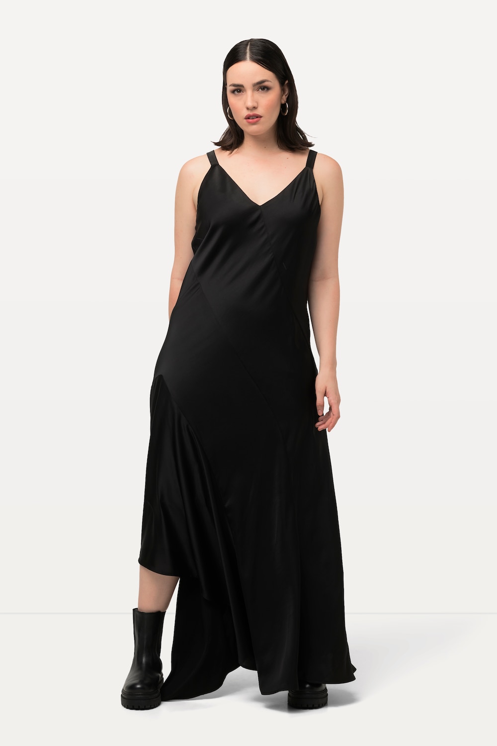 Große Größen Satin-Maxikleid, Damen, schwarz, Größe: 46/48, Polyester, Ulla Popken von Ulla Popken