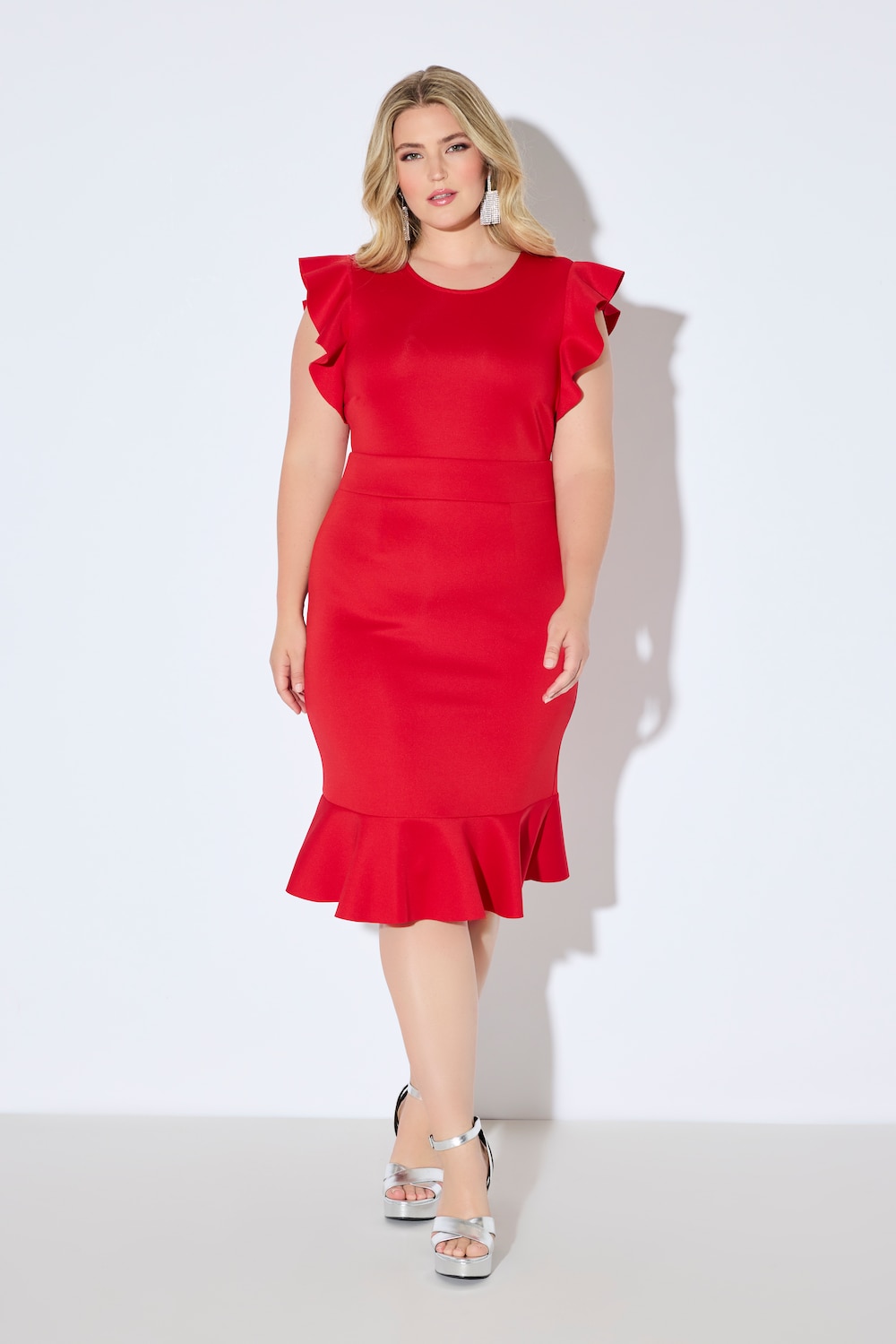 Große Größen Scubakleid, Damen, rot, Größe: 44, Polyester, Ulla Popken von Ulla Popken