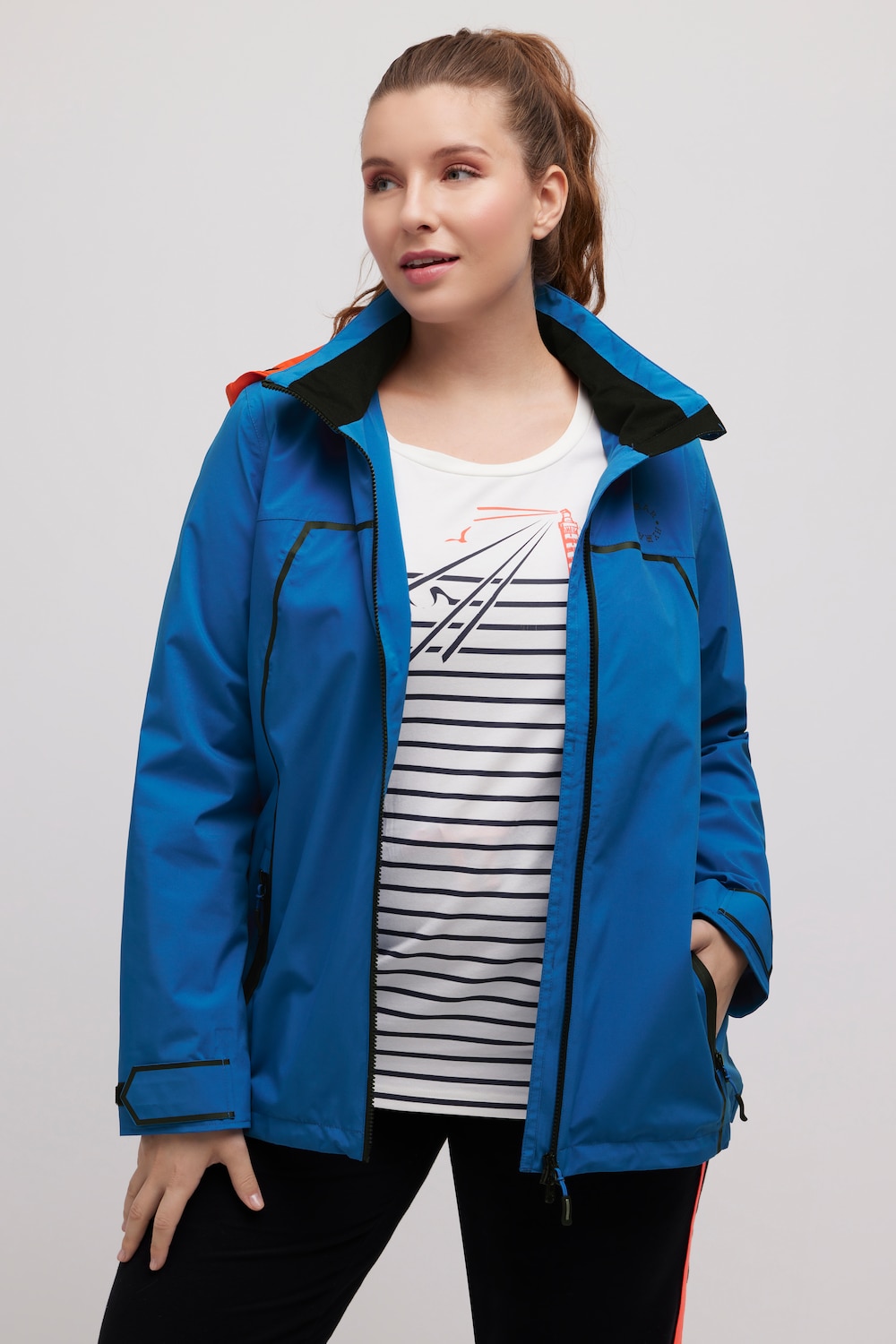 Große Größen Segel-Funktionsjacke, Damen, blau, Größe: 42/44, Polyester, Ulla Popken von Ulla Popken