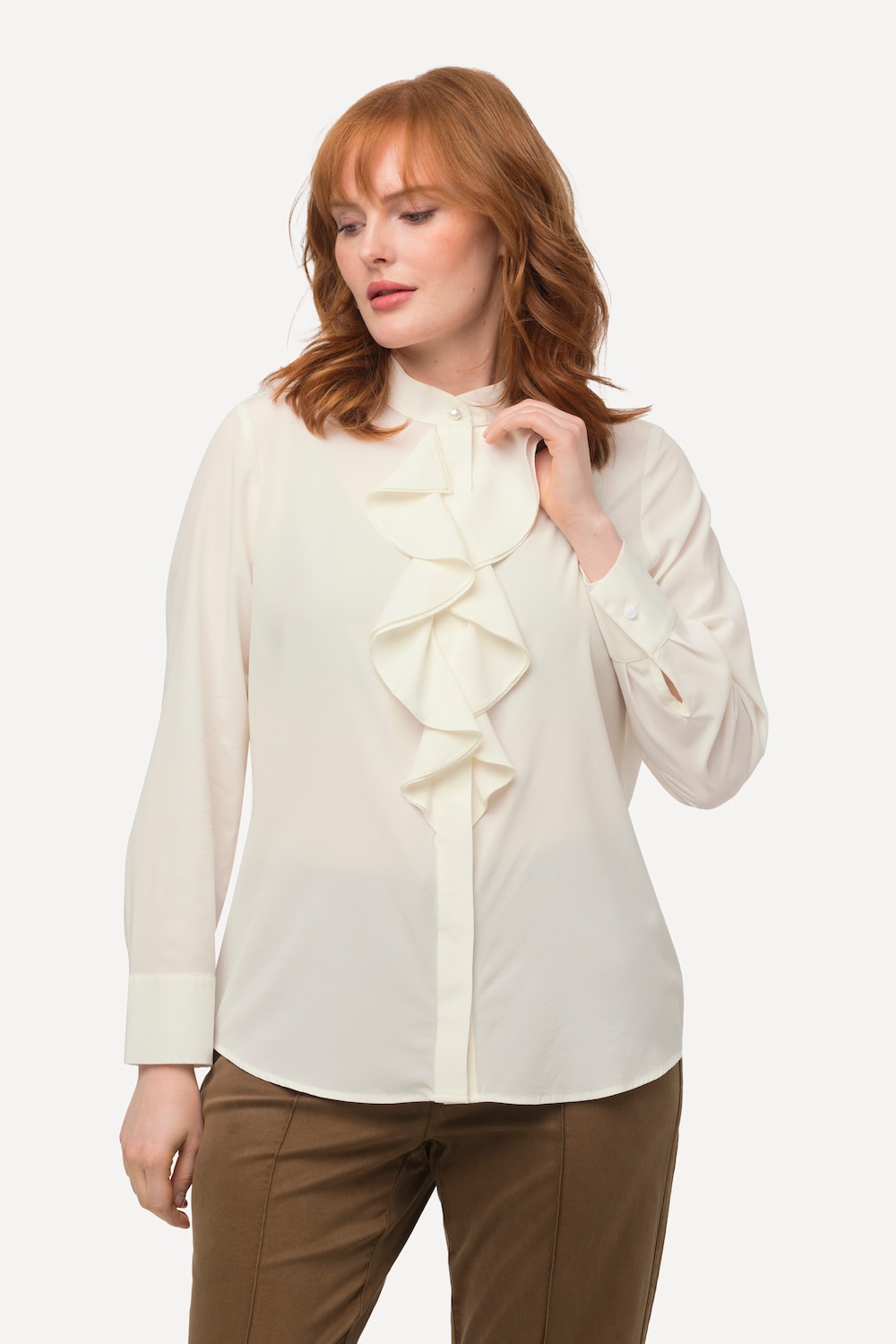 Große Größen Seiden-Stretchbluse, Damen, beige, Größe: 42/44, Seide, Ulla Popken von Ulla Popken