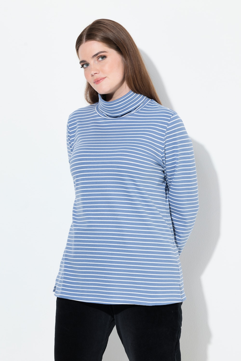 Große Größen Shirt, Damen, blau, Größe: 42/44, Baumwolle, Ulla Popken von Ulla Popken