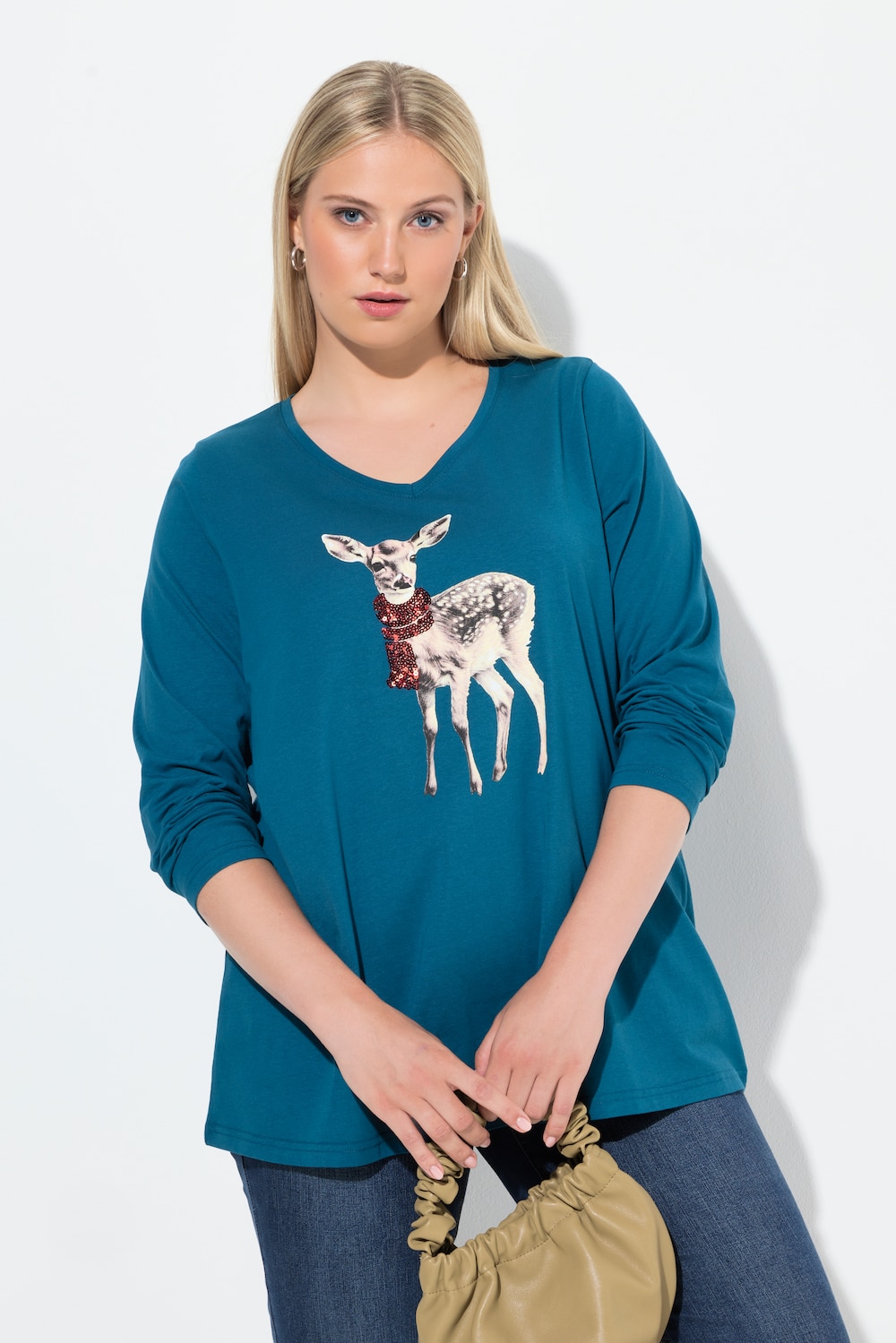Große Größen Shirt, Damen, blau, Größe: 42/44, Baumwolle, Ulla Popken von Ulla Popken
