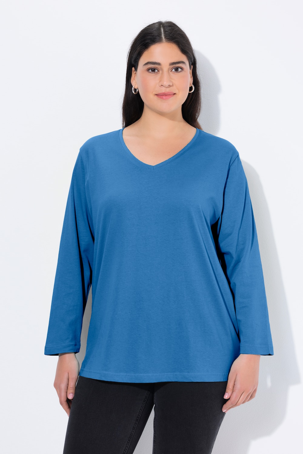 Große Größen Shirt, Damen, blau, Größe: 42/44, Baumwolle/Polyester/Viskose, Ulla Popken von Ulla Popken