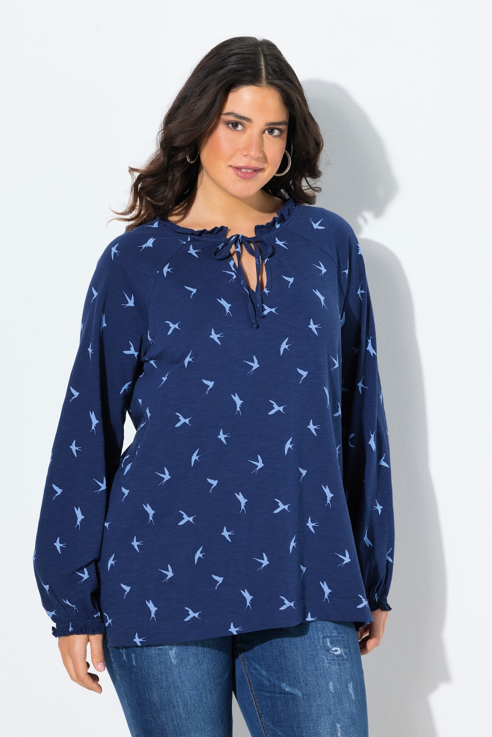 Große Größen Shirt, Damen, blau, Größe: 46/48, Baumwolle, Ulla Popken von Ulla Popken