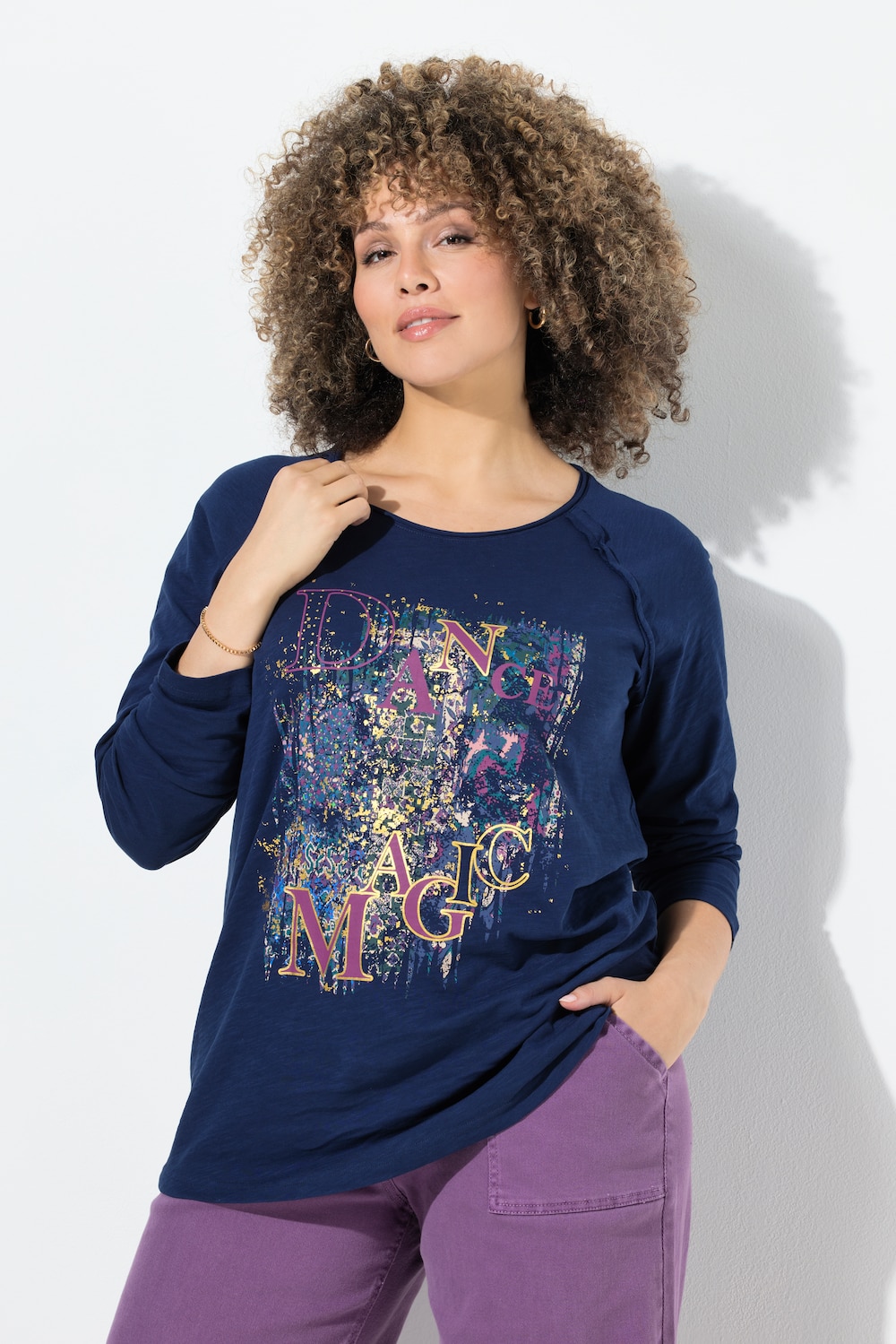 Große Größen Shirt, Damen, blau, Größe: 46/48, Baumwolle, Ulla Popken von Ulla Popken