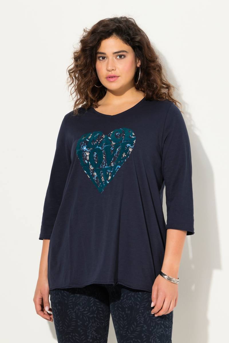 Große Größen Shirt, Damen, blau, Größe: 50/52, Baumwolle, Ulla Popken von Ulla Popken