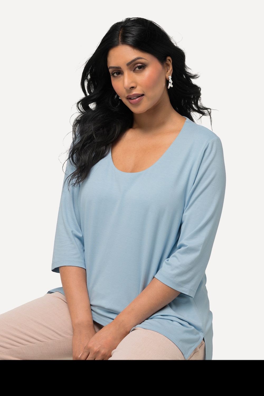 Große Größen Shirt, Damen, blau, Größe: 54/56, Viskose, Ulla Popken von Ulla Popken