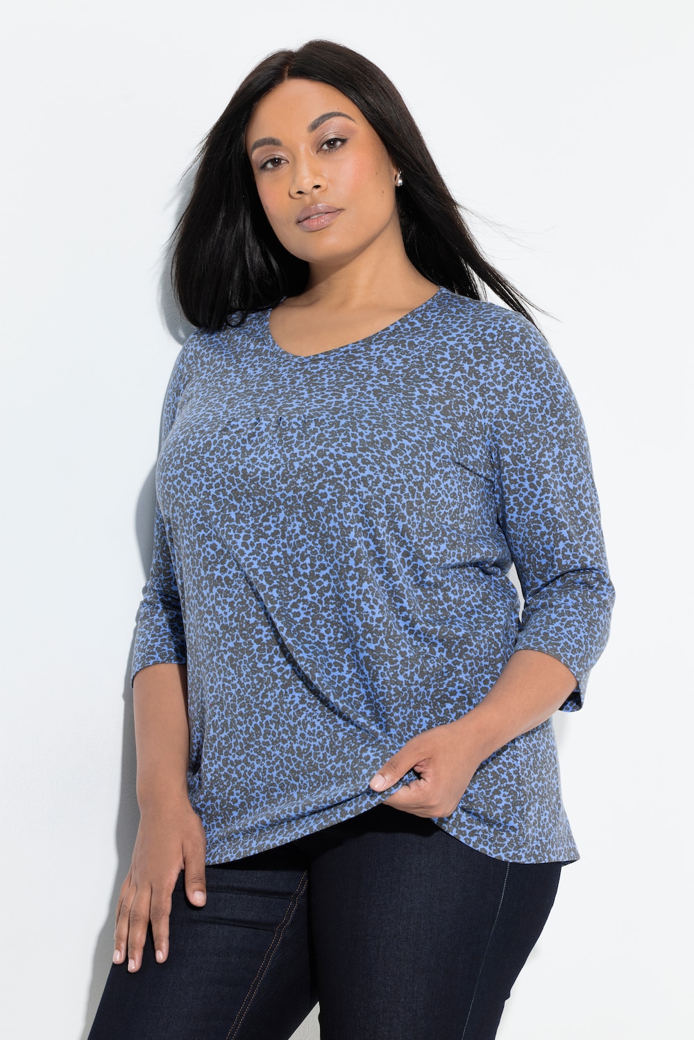 Große Größen Shirt, Damen, blau, Größe: 58/60, Baumwolle, Ulla Popken von Ulla Popken