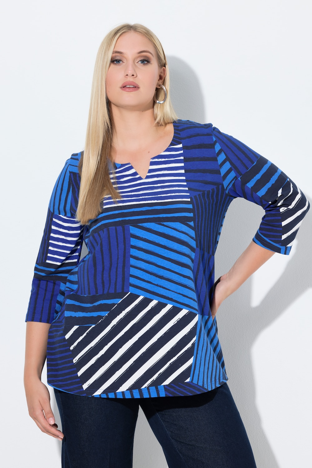 Große Größen Shirt, Damen, blau, Größe: 58/60, Baumwolle, Ulla Popken von Ulla Popken