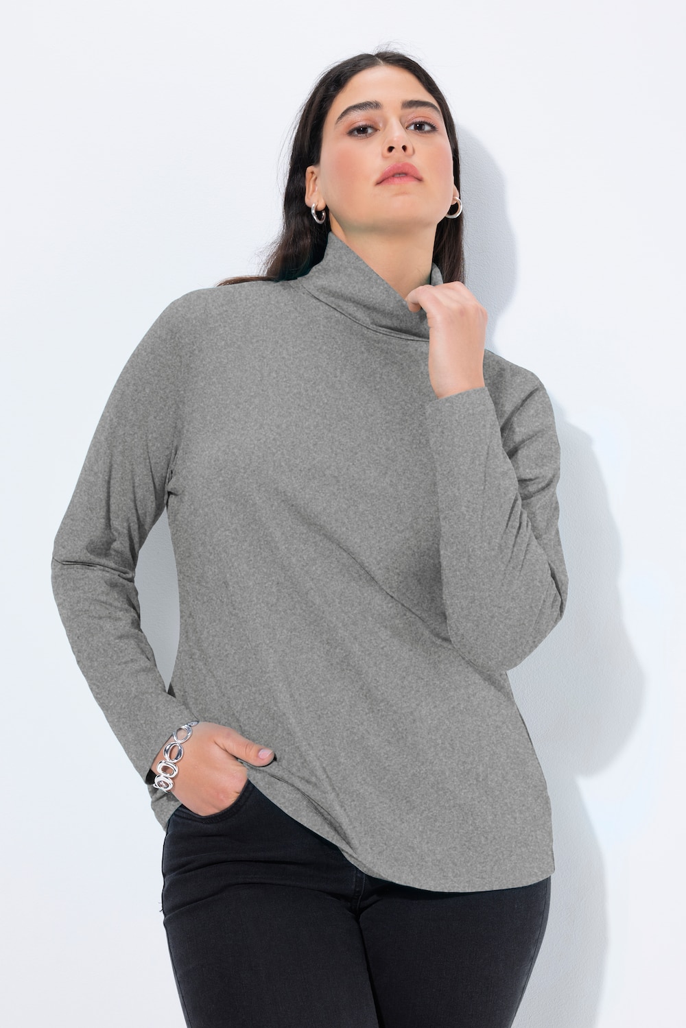 Große Größen Shirt, Damen, grau, Größe: 54/56, Baumwolle/Viskose, Ulla Popken von Ulla Popken