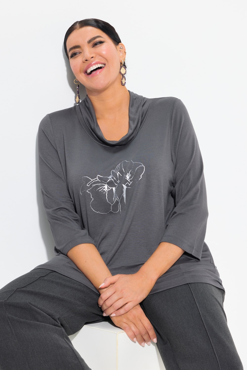 Große Größen Shirt, Damen, grau, Größe: 58/60, Viskose, Ulla Popken von Ulla Popken